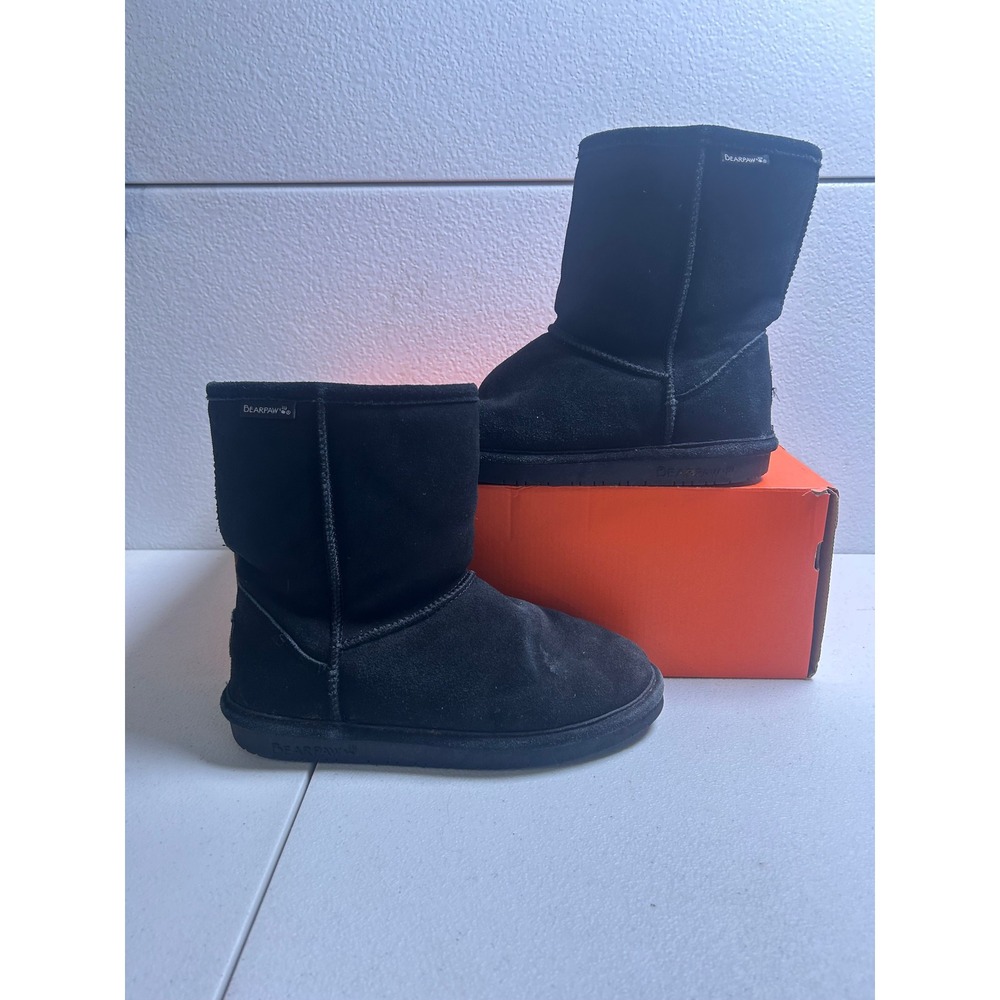 Bearpaw Elle Short Boot Black Youth Size 5 #3181